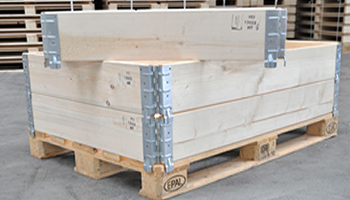 Wooden pallet collars on a pallet base